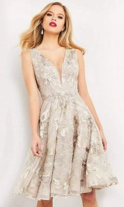 Jovani - 04442 Embroidered Fit And Flare Midi Dress 6 Jovani - 04442 Embroidered Fit And Flare Midi Dress