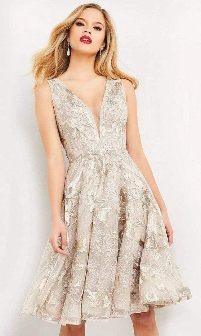 Jovani - 04442 Embroidered Fit And Flare Midi Dress 4 Jovani - 04442 Embroidered Fit And Flare Midi Dress