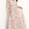 Jovani - 04451 Quarter Sleeve Floral Embroidered A-Line Gown 1 Jovani - 04451 Quarter Sleeve Floral Embroidered A-Line Gown