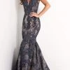 Jovani - 04585 Embroidered Deep V Neck Mermaid Gown 2 Jovani - 04585 Embroidered Deep V Neck Mermaid Gown