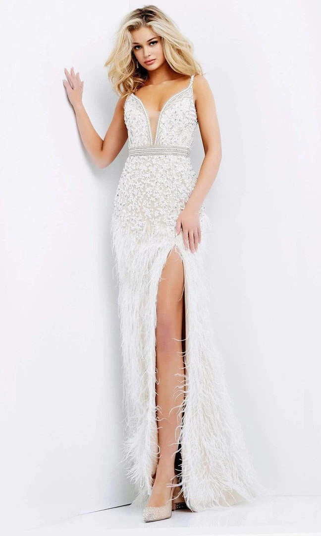 Jovani - 04626 Sequin-Ornate Feather Fringed Dress 3 Jovani - 04626 Sequin-Ornate Feather Fringed Dress