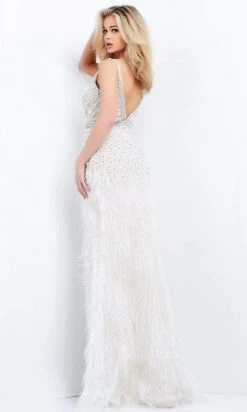 Jovani - 04626 Sequin-Ornate Feather Fringed Dress