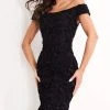 Jovani - 04763 Off-Shoulder Textured Lace Sheath Knee-Length Dress 1 Jovani - 04763 Off-Shoulder Textured Lace Sheath Knee-Length Dress