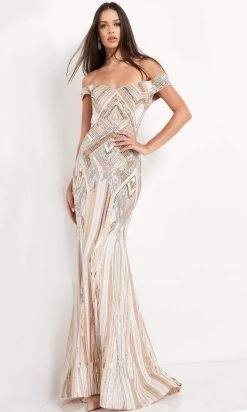 Jovani - 04813 Sequined Off Shoulder Dress 7 Jovani - 04813 Sequined Off Shoulder Dress