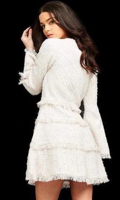 Jovani - 04849 Weaved-Like Textured Short Dress