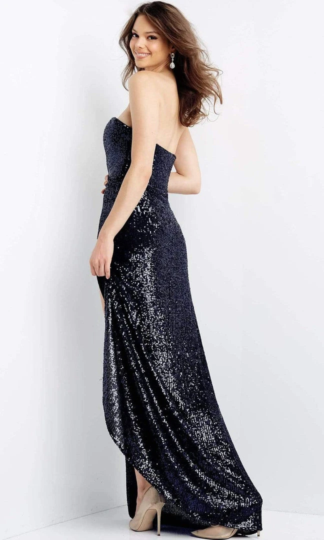 Jovani - 04870 Strapless Sequin High Slit Gown 4 Jovani - 04870 Strapless Sequin High Slit Gown