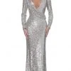 Jovani - 04886 Plunging V-Neck Long Sleeve Full Sequin Fitted Gown