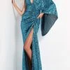 Jovani - 04934 Sequined Plunging V Neck Fitted Dress 2 Jovani - 04934 Sequined Plunging V Neck Fitted Dress