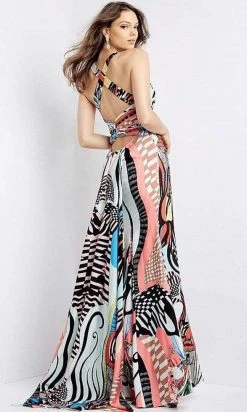 Jovani - 04986 Printed Flowy Multicolored Gown 7 Jovani - 04986 Printed Flowy Multicolored Gown