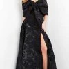 Jovani - 05019 Off Shoulder Jacquard High Slit Gown 2 Jovani - 05019 Off Shoulder Jacquard High Slit Gown