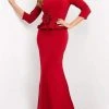 Jovani - 05043 Quarter Sleeve Peplum Trumpet Dress