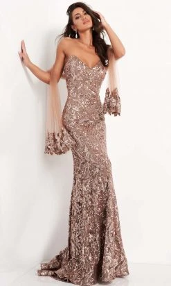 Jovani - 05054 Sequined V Neck Evening Gown 7 Jovani - 05054 Sequined V Neck Evening Gown