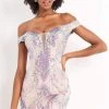 Jovani - 05101 Illusion Plunging Neck Off Shoulder Embellished Dress