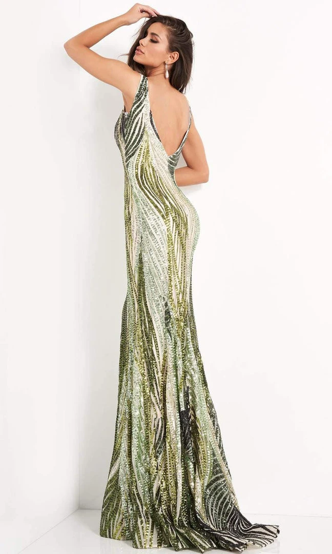 Jovani - 05103 Sequin Embellished Plunging V Neck Gown 4 Jovani - 05103 Sequin Embellished Plunging V Neck Gown
