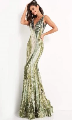 Jovani - 05103 Sequin Embellished Plunging V Neck Gown 7 Jovani - 05103 Sequin Embellished Plunging V Neck Gown