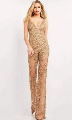 Jovani - 05136 Beaded Sheer Jumpsuit 10 Jovani - 05136 Beaded Sheer Jumpsuit