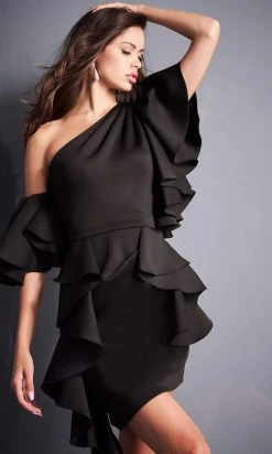 Jovani - 05155 Asymmetric Neck Ruffled Fitted Dress 7 Jovani - 05155 Asymmetric Neck Ruffled Fitted Dress