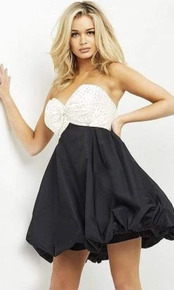 Jovani - 05350 Bow Tie Strapless Beaded Balled Dress