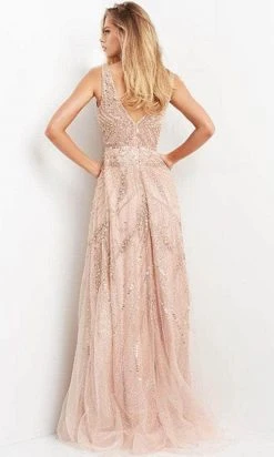 Jovani 05465 - Sleeveless Low-cut V-Neck Evening Gown