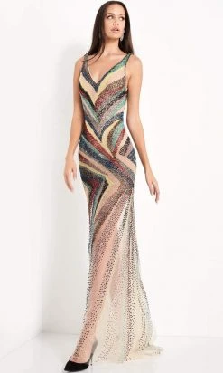 Jovani - 05560 Beaded Plunging V Neck Gown 6 Jovani - 05560 Beaded Plunging V Neck Gown