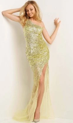 Jovani - 05647 One Shoulder Embellished Sheath Dress