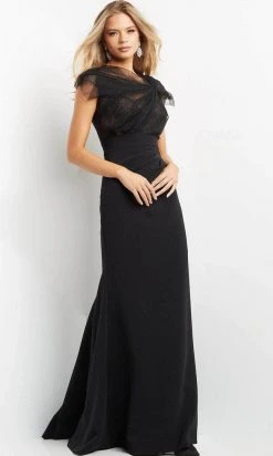Jovani 05675 - Cap Sleeve Tulle Evening Dress