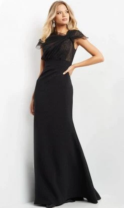 Jovani 05675 - Cap Sleeve Tulle Evening Dress