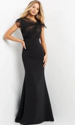 Jovani 05675 - Cap Sleeve Tulle Evening Dress