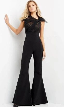 Jovani 05676 - Ruched Asymmetric Evening Jumpsuit