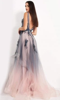 Jovani - 05835 Floral Appliqued A-Line Evening Gown