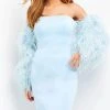 Jovani 06012 - Feather Long Sleeve Evening Dress