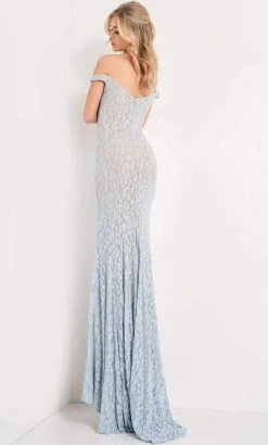 Jovani - 06096 Lace Deep Off Shoulder Sheath Dress 6 Jovani - 06096 Lace Deep Off Shoulder Sheath Dress
