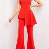 Jovani - 06163 Asymmetric Peplum Bell Bottom Suit 1 Jovani - 06163 Asymmetric Peplum Bell Bottom Suit