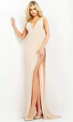 Jovani - 06276 Jewel-Trimmed High Slit Sheath Gown 13 Jovani - 06276 Jewel-Trimmed High Slit Sheath Gown