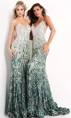 Jovani - 06459 Two Tone Sequined Strapless Sheath Dress 13 Jovani - 06459 Two Tone Sequined Strapless Sheath Dress