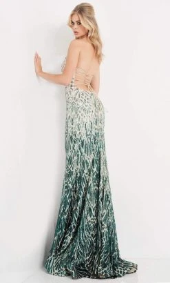 Jovani - 06459 Two Tone Sequined Strapless Sheath Dress