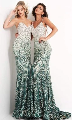 Jovani - 06459 Two Tone Sequined Strapless Sheath Dress 11 Jovani - 06459 Two Tone Sequined Strapless Sheath Dress