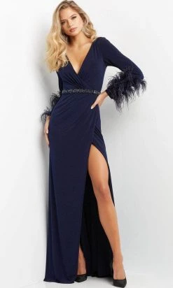 Jovani 06542 - Long Sleeve Ruched Evening Dress