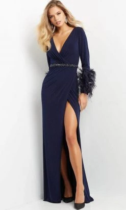 Jovani 06542 - Long Sleeve Ruched Evening Dress