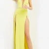 Jovani - 06557 Embellished Deep V-Neck A-line Gown Slits