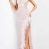 Jovani - 06558 Feather-Trimmed High Slit Long Gown 2 Jovani - 06558 Feather-Trimmed High Slit Long Gown