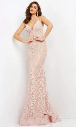 Jovani - 06583 Embroidered Plunging V Neck Trumpet Gown 9 Jovani - 06583 Embroidered Plunging V Neck Trumpet Gown
