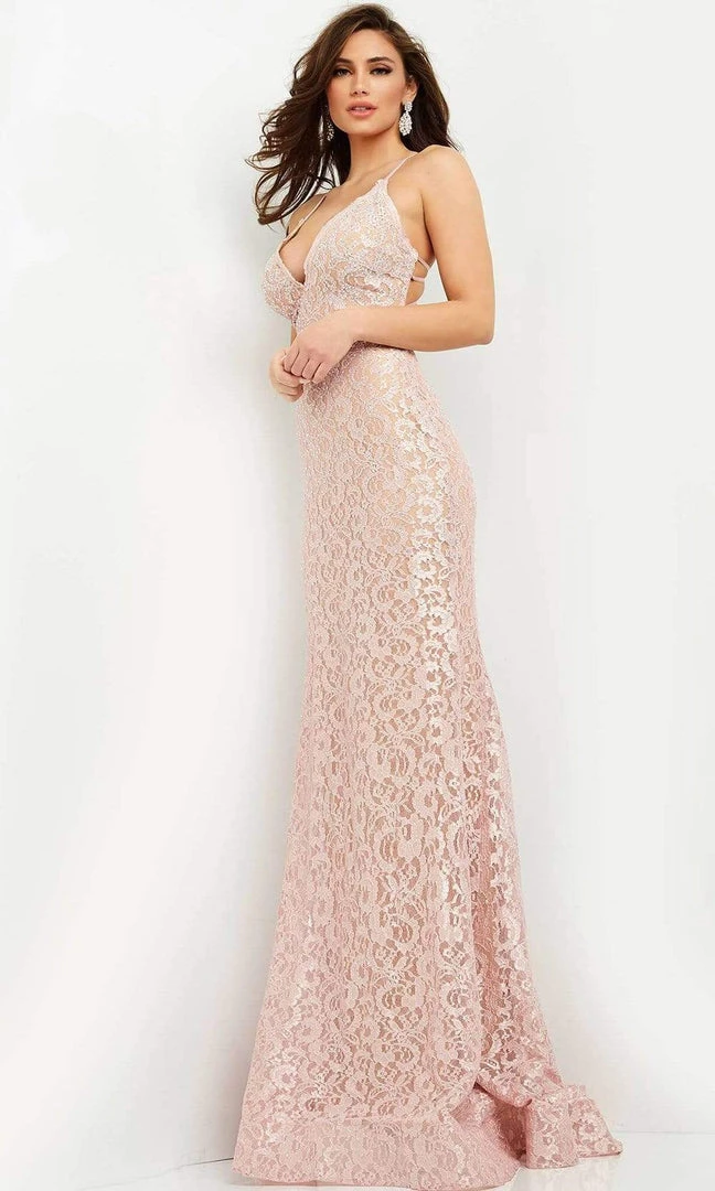 Jovani - 06583 Embroidered Plunging V Neck Trumpet Gown 5 Jovani - 06583 Embroidered Plunging V Neck Trumpet Gown