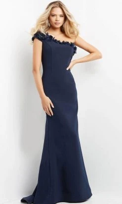 Jovani 06589 - Floral Applique One Shoulder Evening Dress