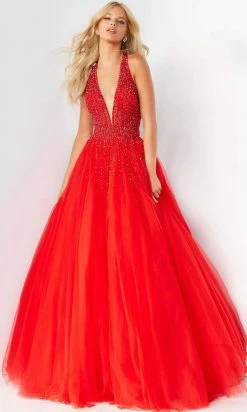 Jovani - 06598 Beaded Sleeveless Halter Ballgown