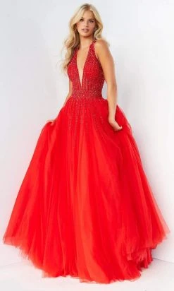 Jovani - 06598 Beaded Sleeveless Halter Ballgown