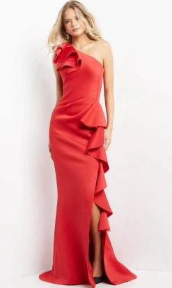 Jovani 06603 - Ruffle Trim Evening Gown With Slit 8 Jovani 06603 - Ruffle Trim Evening Gown With Slit