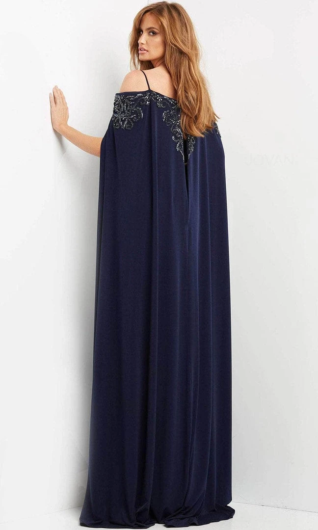 Jovani 06631 - Long Cape Embellished Evening Gown 4 Jovani 06631 - Long Cape Embellished Evening Gown