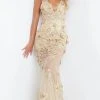 Jovani 06648 - V-Neck Embroidered Prom Dress