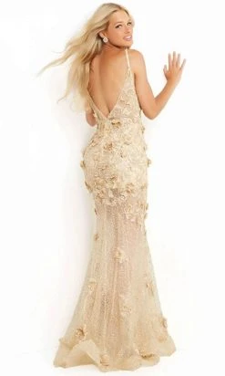 Jovani 06648 - V-Neck Embroidered Prom Dress